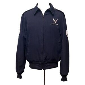 USAF Air Force Jacket Men's 50R Blue Bomber Flight Uniform DSCP Wings Collection
